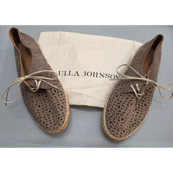 Ulla Johnson Iona Brown Suede Tie Oxfords Perforated Shoes Dustbag 6 36 - Picture 1 of 7